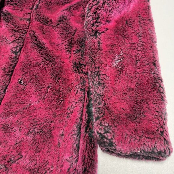Vintage Morbid Threads Faux Fur Coat Womens Medium Pink One Button USA - Picture 10 of 16